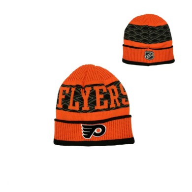 nhl, zimná, čiapka, puck, pattern, cuffed, knit, philadelphia, flyers, junior